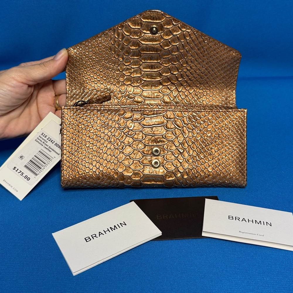 NWT ~ BRAHMIN VERONICA HONEY BROWN SANDALWOOD GORGEOUS GENUINE LEATHER WALLET - Picture 11 of 16